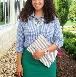 JCPenney Navy and White Gingham Top